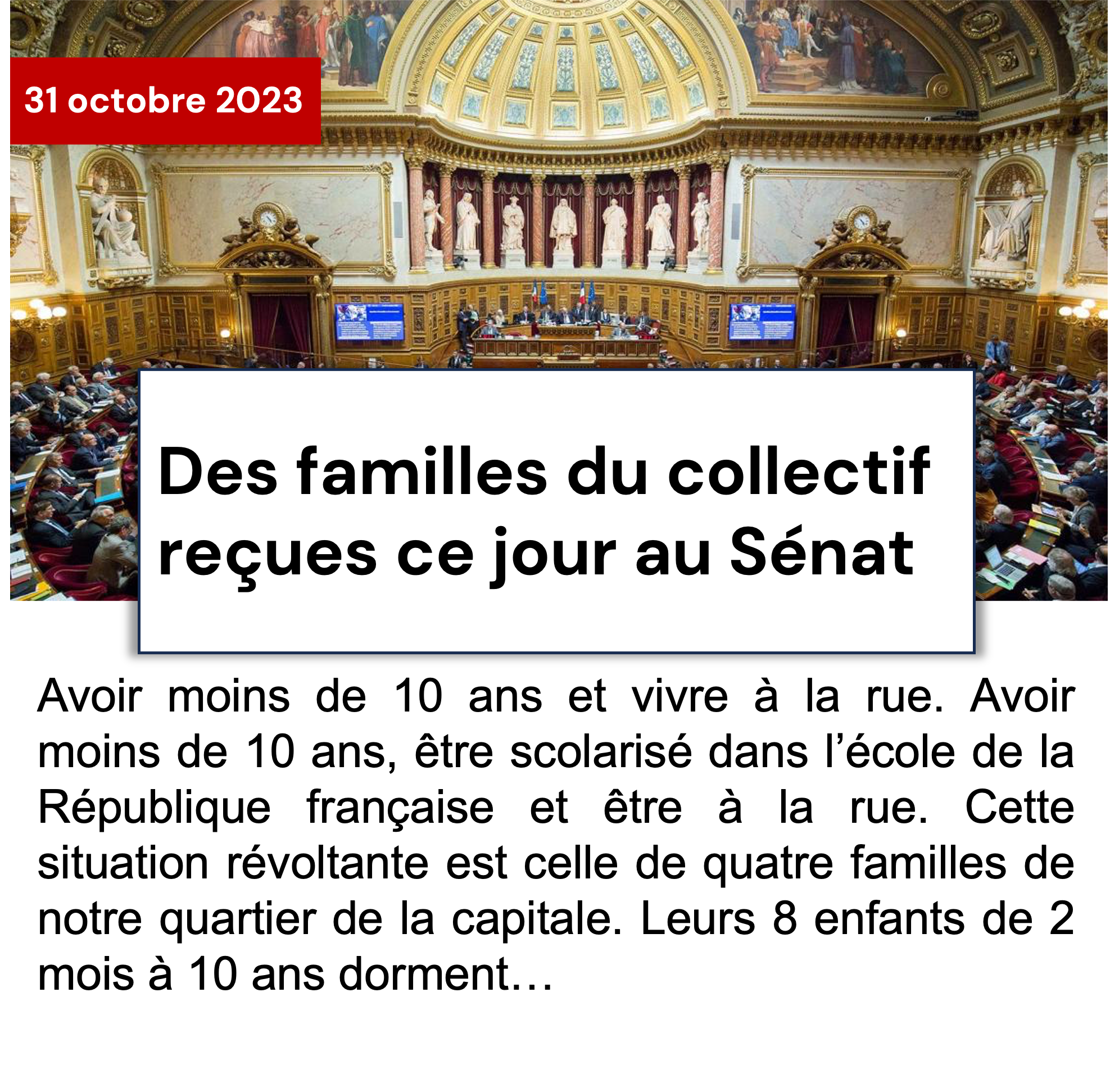 Des familles du collectif reçues ce jour au Sénat
